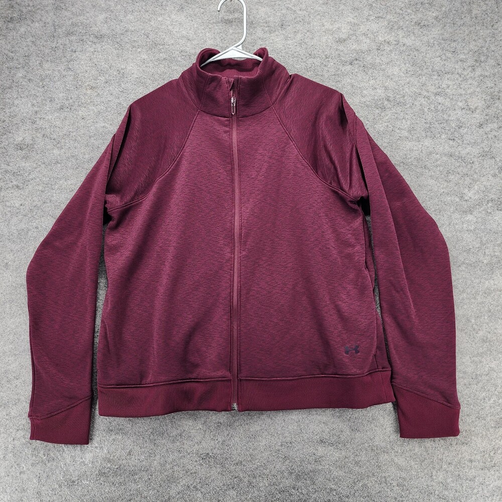 Under Armour Sweatshirt Mens Large Loose Coldgear Full Zip Red